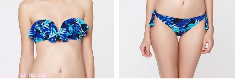 Estampado tropical en azul para bikini