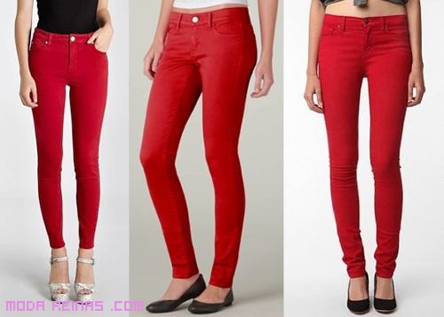 Jeans rojos de moda
