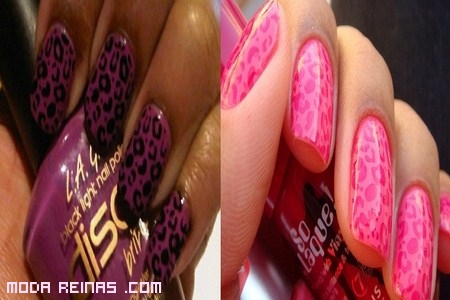 manicure leopardo rosa
