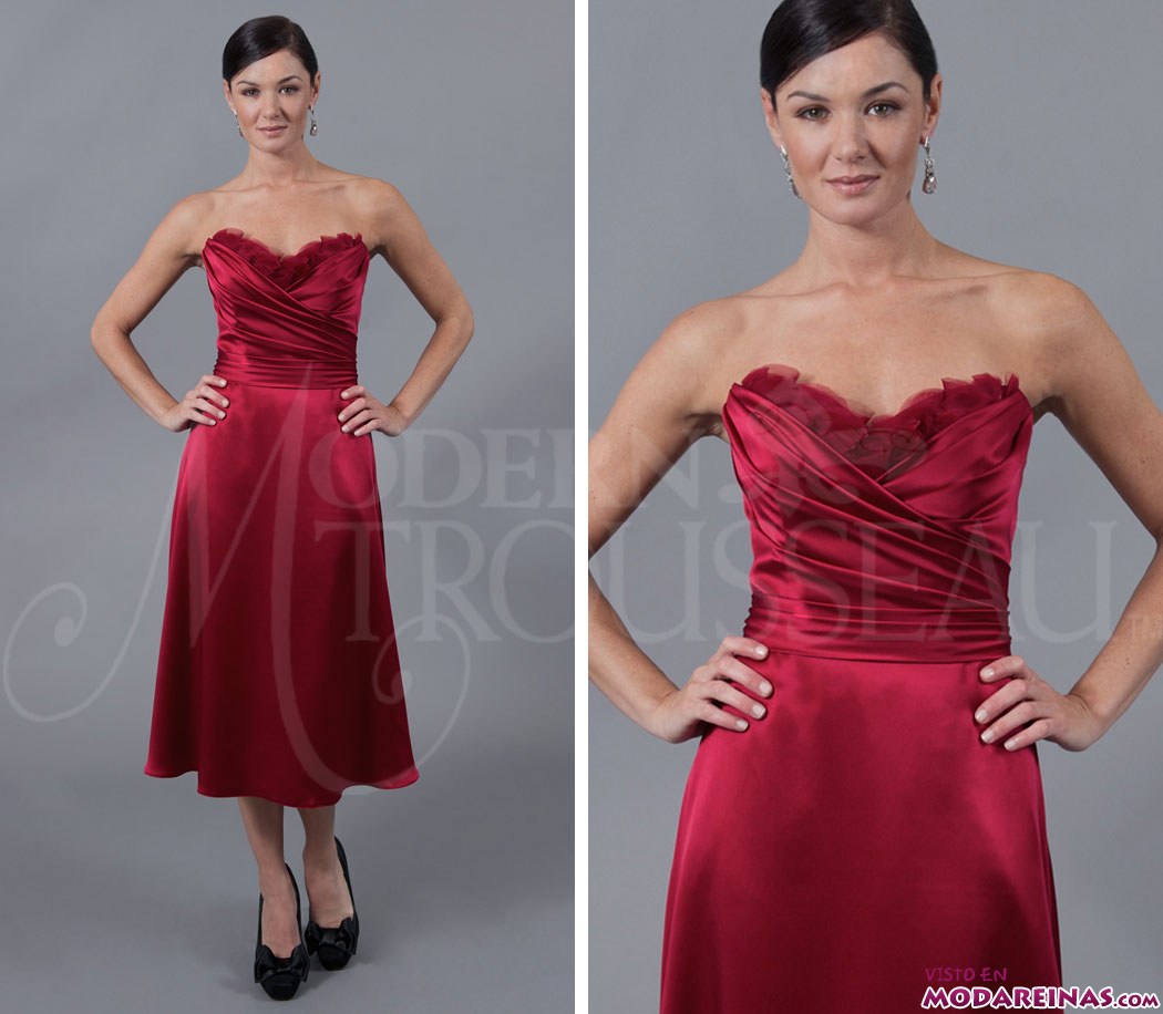 vestido corto de raso rojo